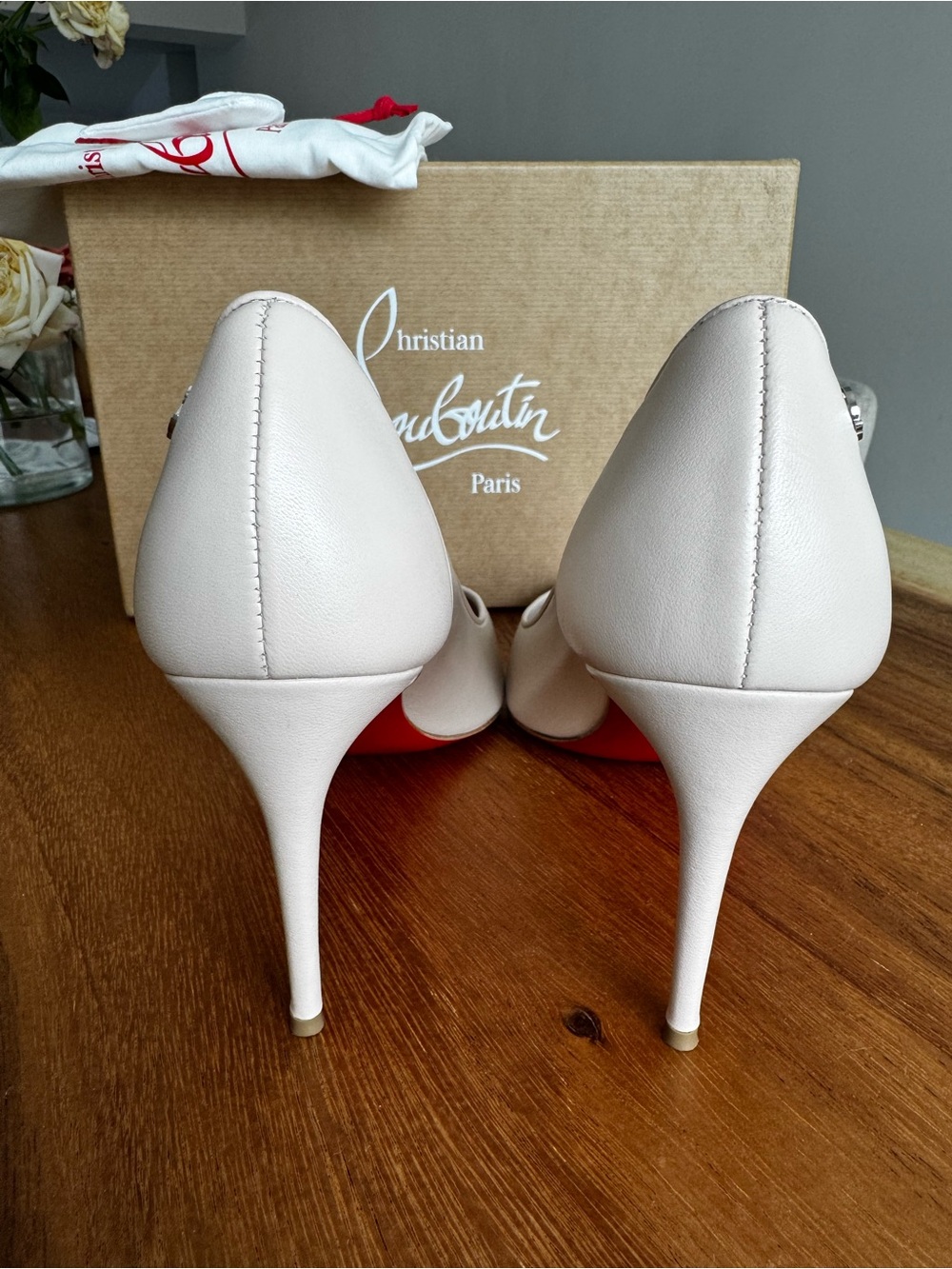 Christian Louboutin Blush Leather Pointed-Toe Stiletto Pumps - Sporty Kate 85mm - Picture 3 of 5